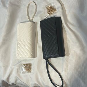Ardene Clutch Bundle Black & White Both Identical with Shoulder Strap Chain
